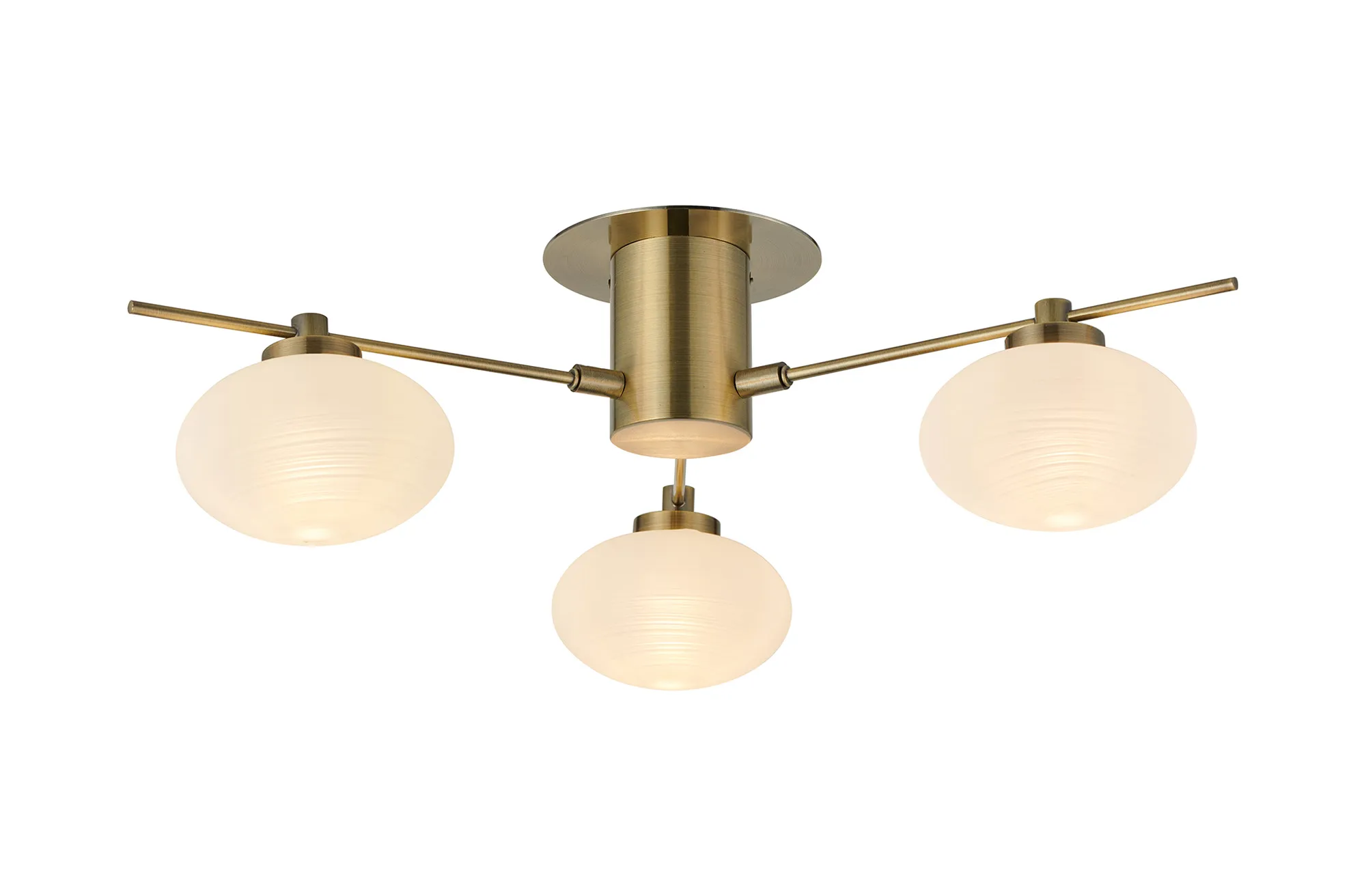 D0971AB/A/OP  Addie Flush Ceiling, 3 Light G9, Antique Brass/Opal A Glass